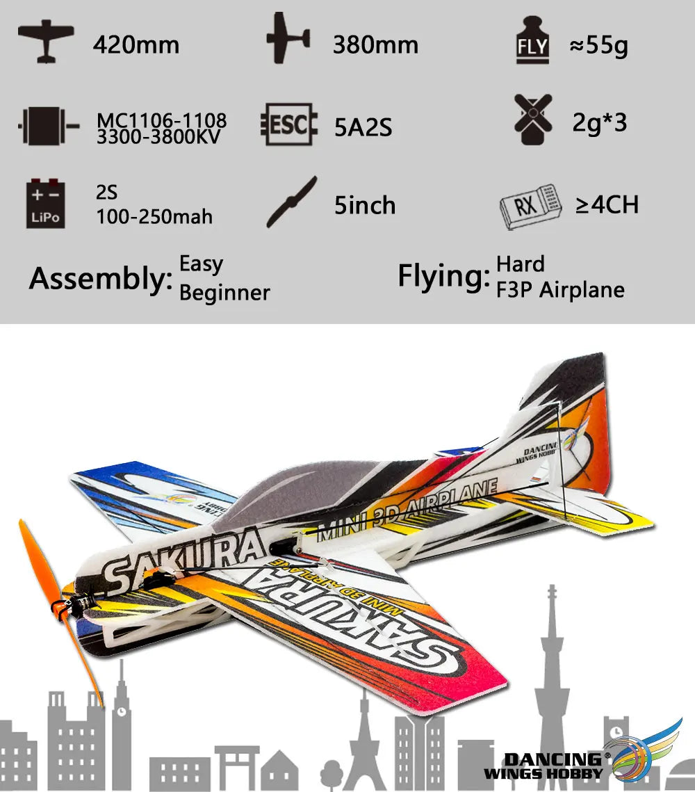 DW Hobby Mini 3D RC Airplane EPP Foam 451mm Wingspan DIY Model Kit
