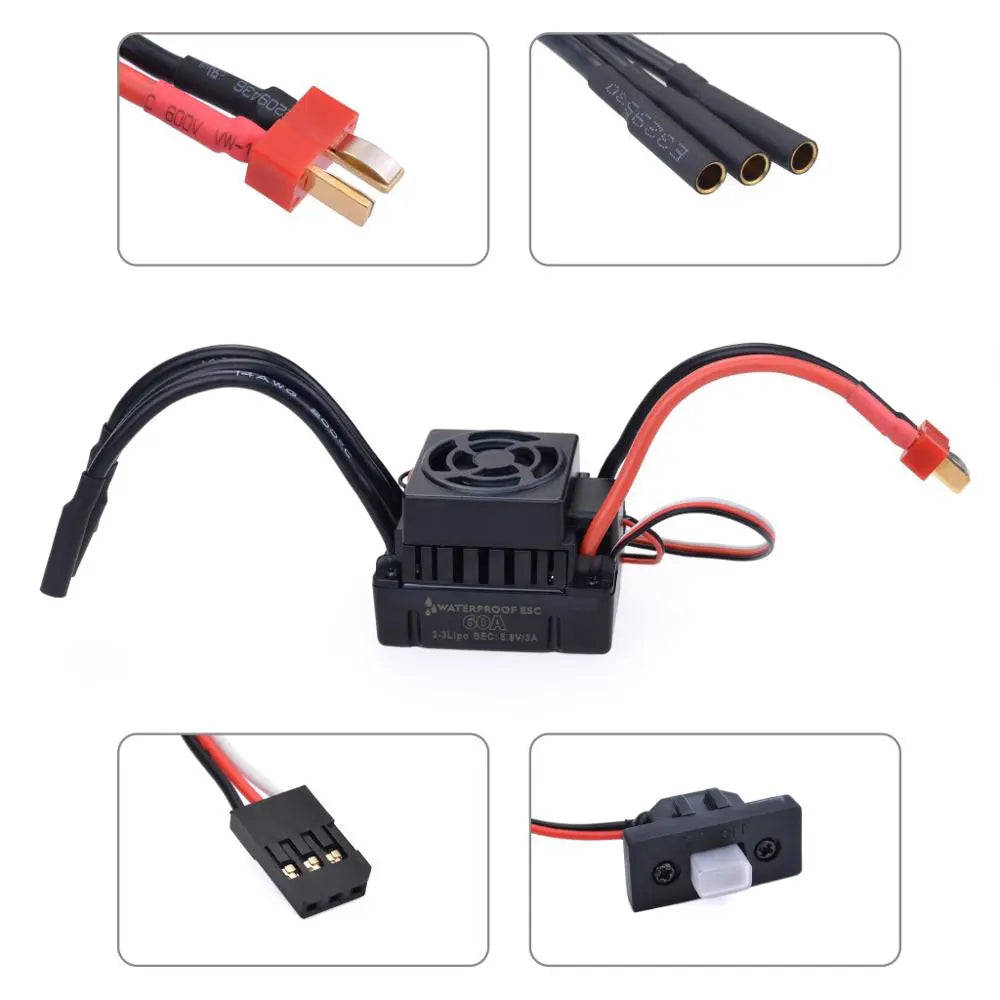Surpass Hobby 3650 Waterproof Brushless Motor & 60A ESC Combo for 1/10 RC