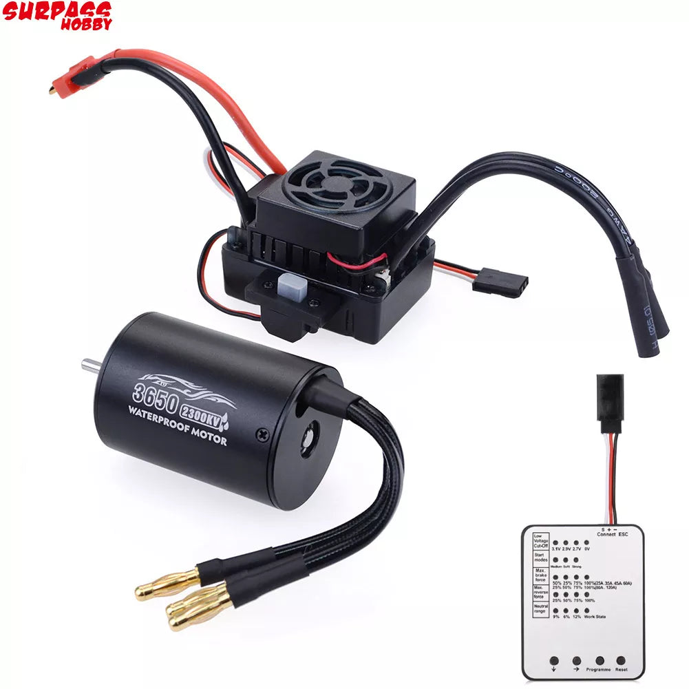 Surpass Hobby 3650 Waterproof Brushless Motor & 60A ESC Combo for 1/10 RC