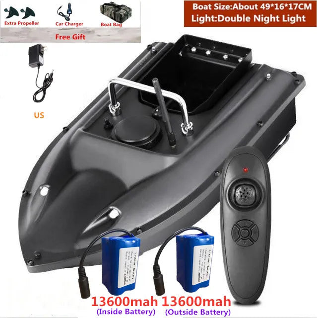 RC Fishing Bait Boat 1.5KG Load 500m Remote Control with Dual Night Lights