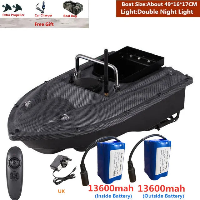RC Fishing Bait Boat 1.5KG Load 500m Remote Control with Dual Night Lights