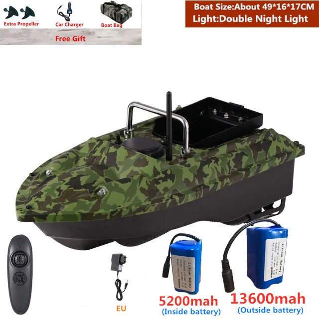 RC Fishing Bait Boat 1.5KG Load 500m Remote Control with Dual Night Lights