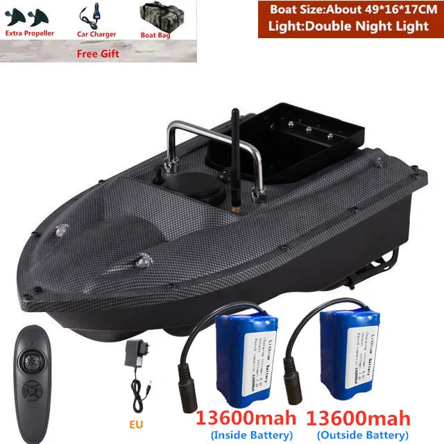 RC Fishing Bait Boat 1.5KG Load 500m Remote Control with Dual Night Lights