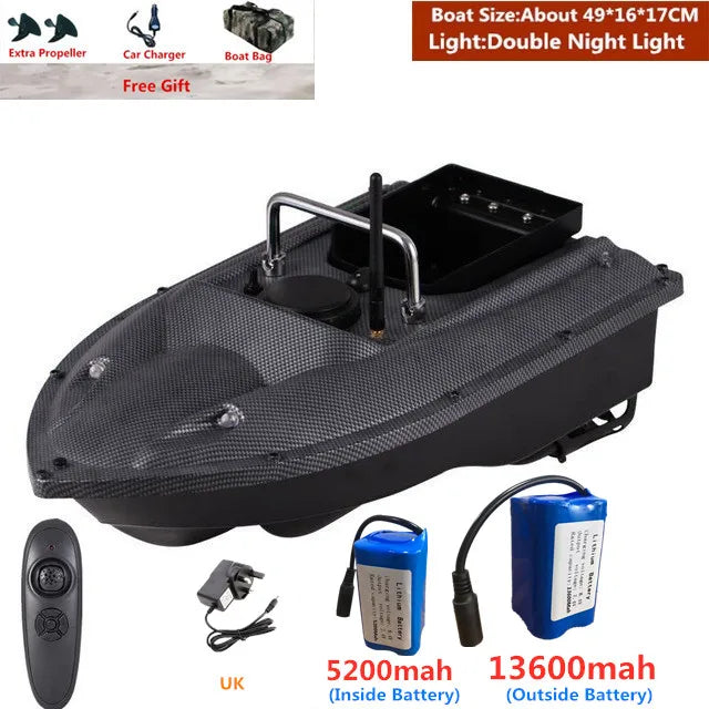 RC Fishing Bait Boat 1.5KG Load 500m Remote Control with Dual Night Lights