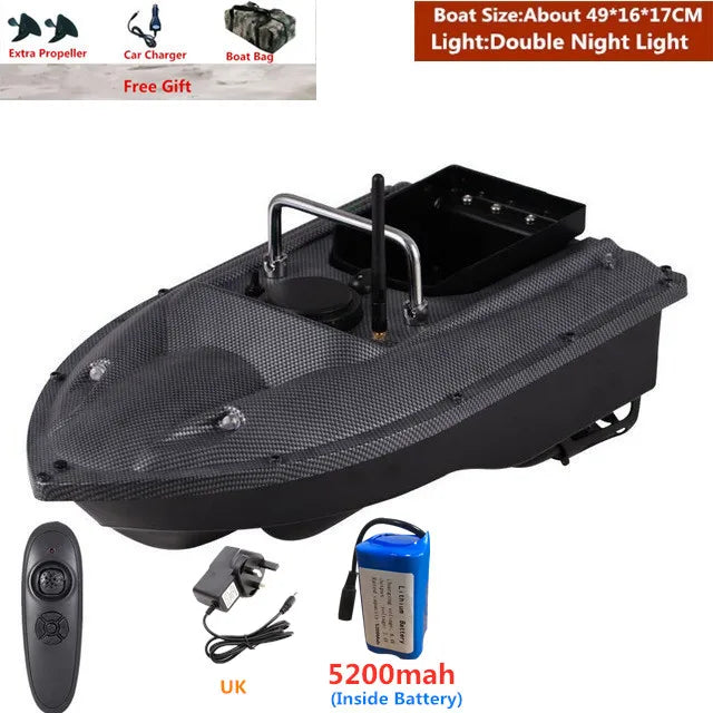 RC Fishing Bait Boat 1.5KG Load 500m Remote Control with Dual Night Lights