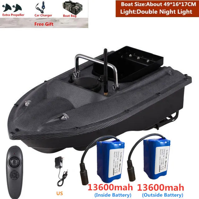RC Fishing Bait Boat 1.5KG Load 500m Remote Control with Dual Night Lights