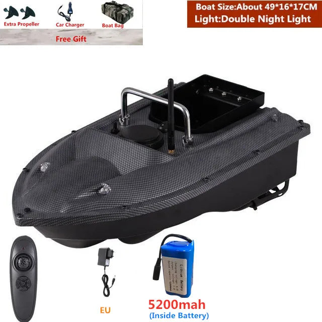RC Fishing Bait Boat 1.5KG Load 500m Remote Control with Dual Night Lights