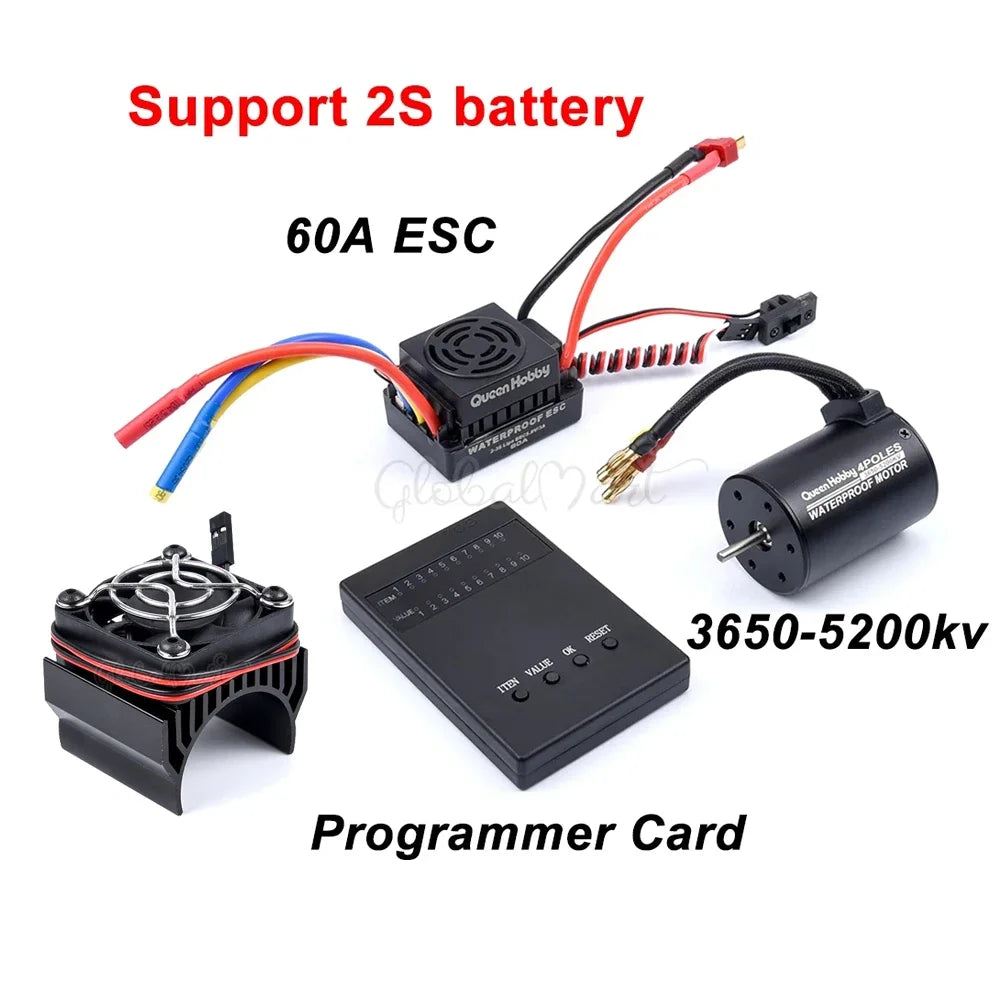 3650 Brushless Motor 2300–5200KV with 45A–120A ESC for 1/10 RC Car